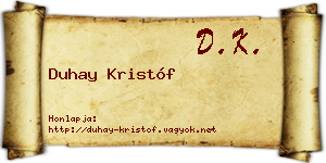 Duhay Kristóf névjegykártya